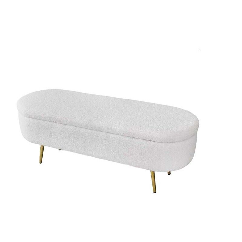 PANCA CONTENITORE TEDDY 122X41X47CM IN TESSUTO BIANCO
