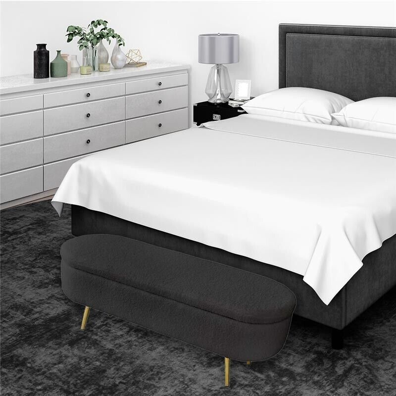 PANCA CONTENITORE TEDDY 122X41X47CM IN TESSUTO NERO