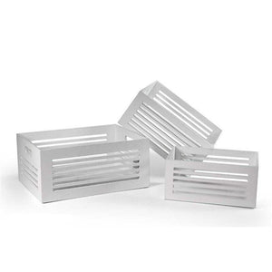 SET 3 CASSETTE BIANCHE DECORATIVE REALIZZATE IN LEGNO