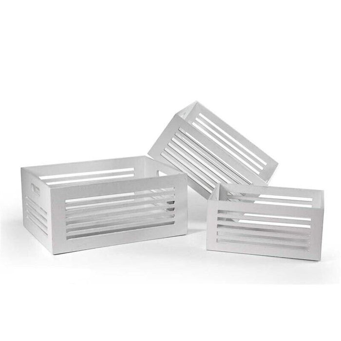 SET 3 CASSETTE BIANCHE DECORATIVE REALIZZATE IN LEGNO