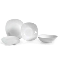 SERVIZIO DI PIATTI DA TAVOLA BIANCO 19 PEZZI CON INSALATIERA DESIGN QUADRATO