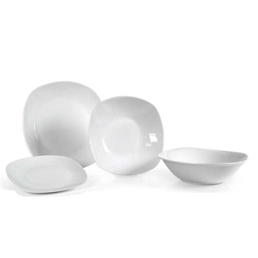 SERVIZIO DI PIATTI DA TAVOLA BIANCO 19 PEZZI CON INSALATIERA DESIGN QUADRATO