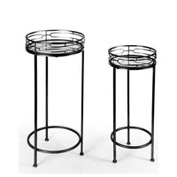 MAURY'S SET 2 TAVOLINI TONDI IN METALLO 70 E 60 CM COLORE NERO DESIGN MODERNO