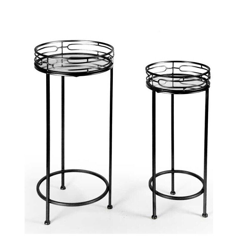 MAURY'S SET 2 TAVOLINI TONDI IN METALLO 70 E 60 CM COLORE NERO DESIGN MODERNO