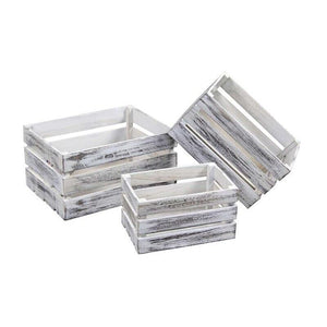 MAURY'S SET 3 CASSETTE DA ARREDO IN LEGNO BIANCO ANTICATO 15/18/20