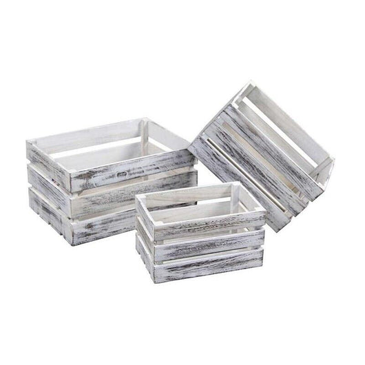 MAURY'S SET 3 CASSETTE DA ARREDO IN LEGNO BIANCO ANTICATO 15/18/20