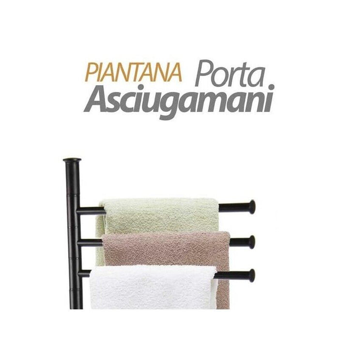 MAURY'S PIANTANA NERA PORTASCIUGAMANI CON STRUTTURA IN ACCIAIO 20X83 CM