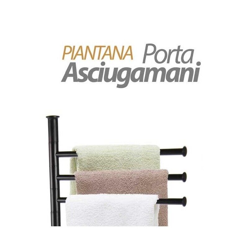 MAURY'S PIANTANA NERA PORTASCIUGAMANI CON STRUTTURA IN ACCIAIO 20X83 CM