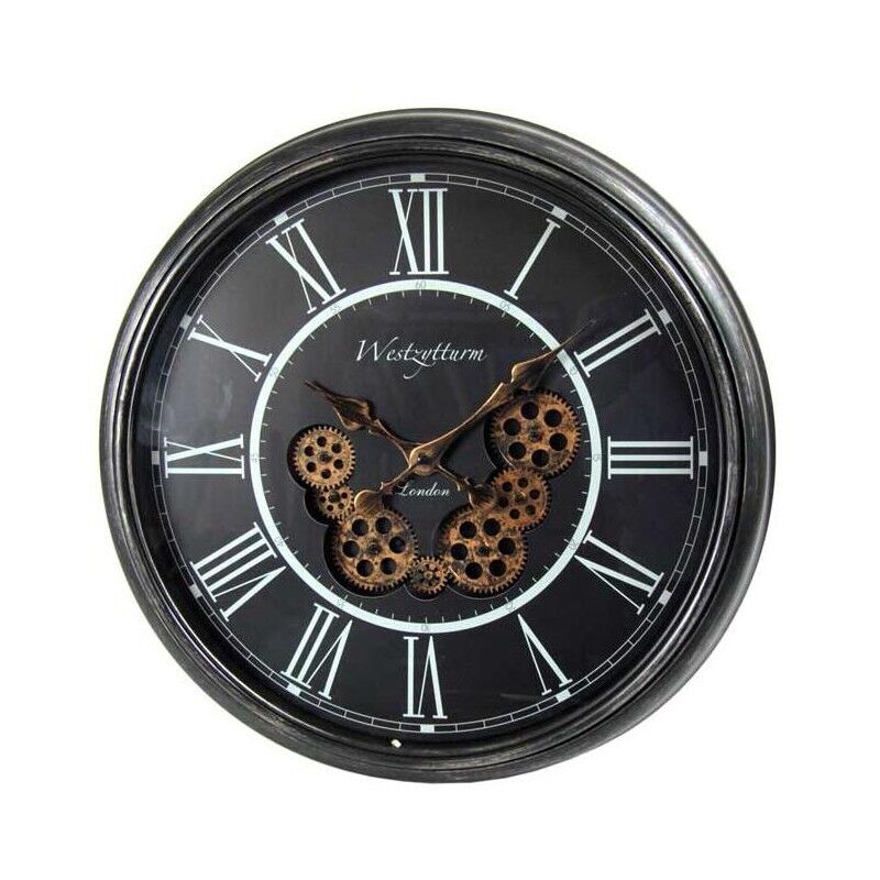 OROLOGIO TONDO DA PARETE INGRANAGGIO CLASSIC 58,5X58,5X5,5 CM NERO E ORO