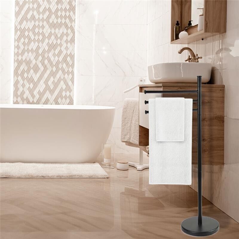 MAURY'S PIANTANA NERA PORTASCIUGAMANI CON STRUTTURA IN ACCIAIO 20X83 CM