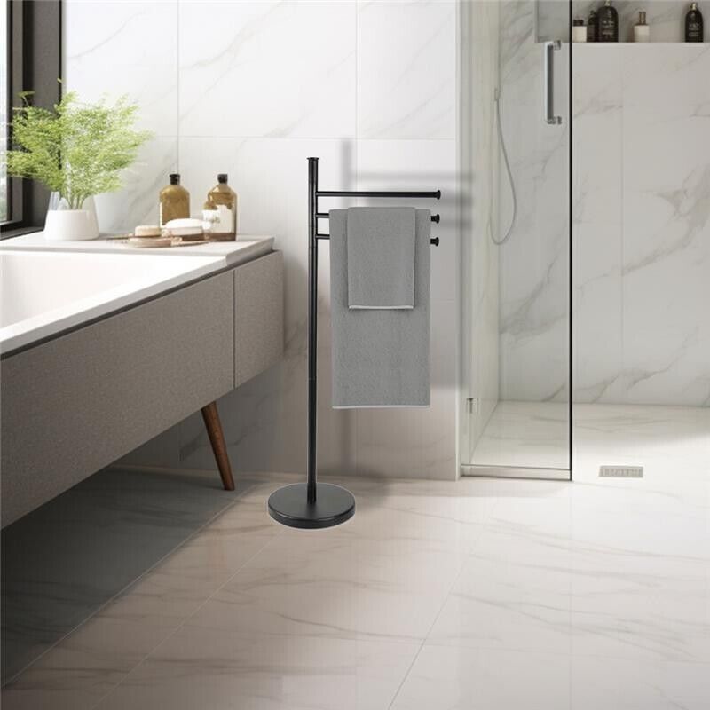 MAURY'S PIANTANA NERA PORTASCIUGAMANI CON STRUTTURA IN ACCIAIO 20X83 CM