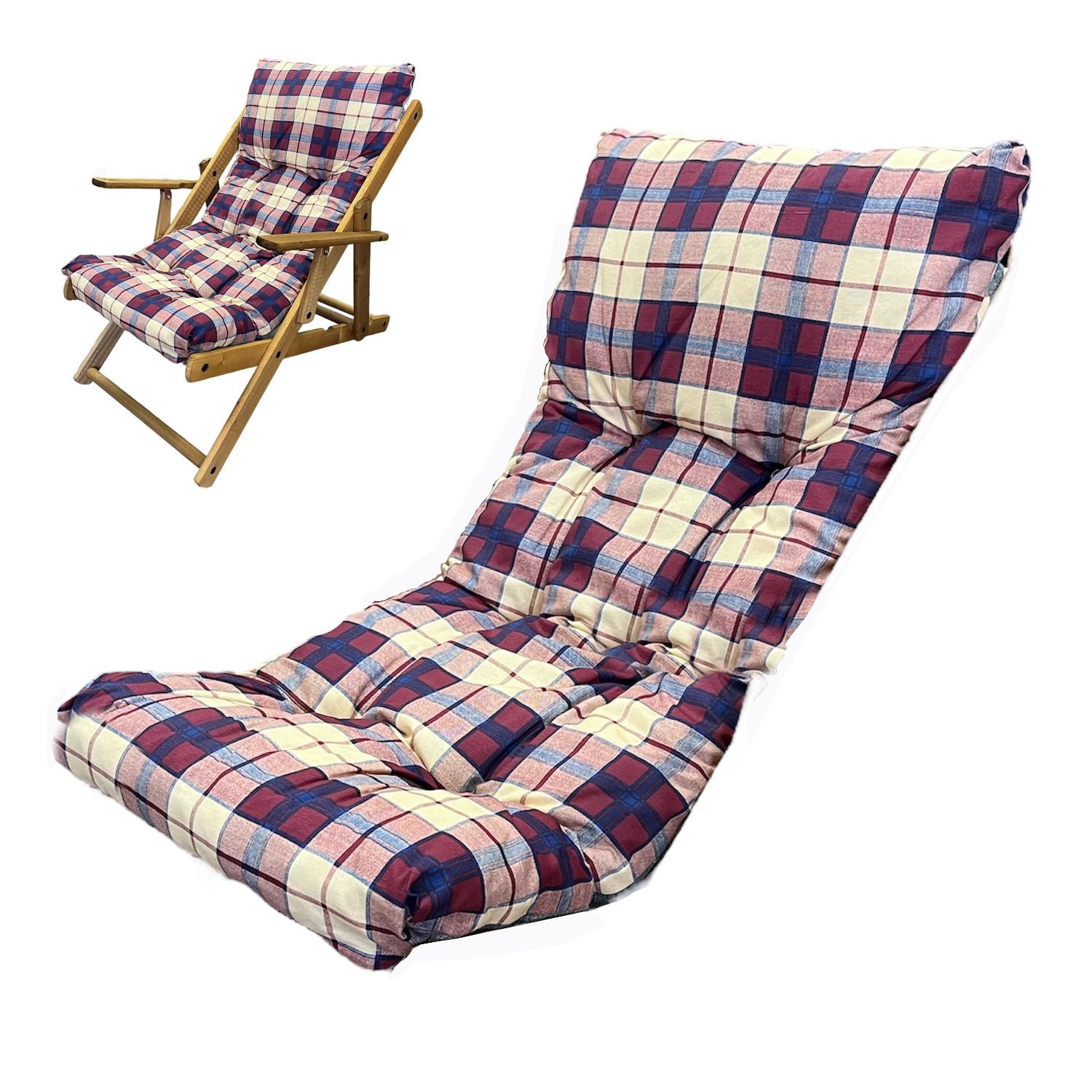 Marvin Cuscino Per Poltrona Sedia Sdraio Relax Giardino Esterno Tessuto In Legno Imbottito Reclinabile Pieghevo Bordeaux