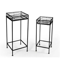 MAURY'S SET 2 TAVOLINI QUADRATI DA CAFFÈ CON TOP IN VETRO IN METALLO NERO