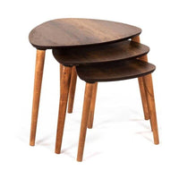 MAURY'S SET 3 TAVOLINI DA CAFFÈ DAMLA IN LEGNO DI COLORE MARRONE