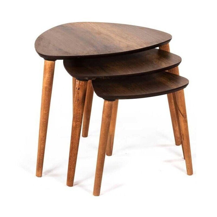 MAURY'S SET 3 TAVOLINI DA CAFFÈ DAMLA IN LEGNO DI COLORE MARRONE