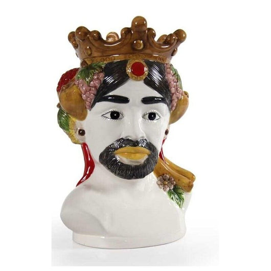 MAURY'S VASO DECORATIVO TESTA DI MORO UOMO IN CERAMICA COLORATA 22X40 CM
