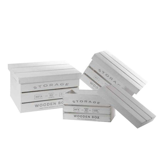 SET 3 CASSETTE IN LEGNO BIANCO CON COPERCHIO IN MISURE DIFFERENTI