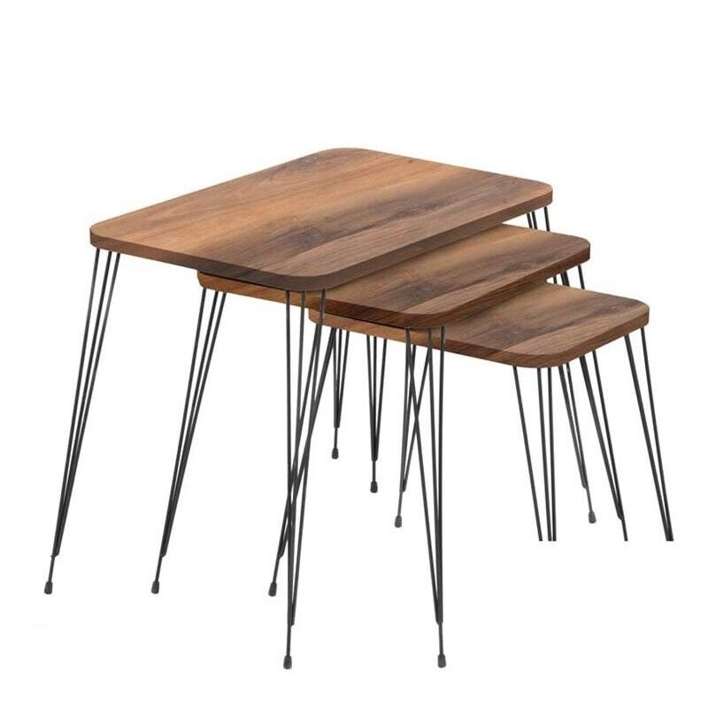 MAURY'S SET 3 TAVOLINI DA CAFFÈ NAPOLI IN LEGNO DI COLORE MARRONE