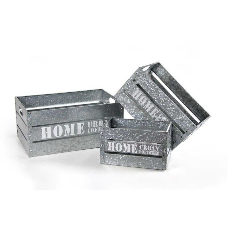 MAURY'S SET 3 CASSETTE PHOENIX IN METALLO GRIGIO CHIARO DIFFERENTI DIMENSIONI