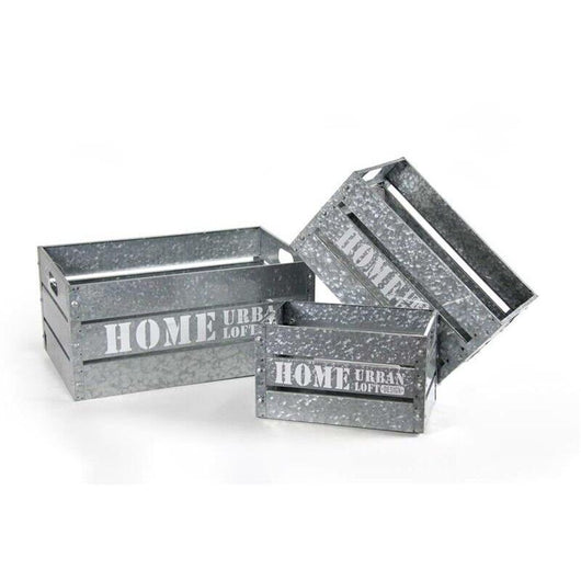 MAURY'S SET 3 CASSETTE PHOENIX IN METALLO GRIGIO CHIARO DIFFERENTI DIMENSIONI