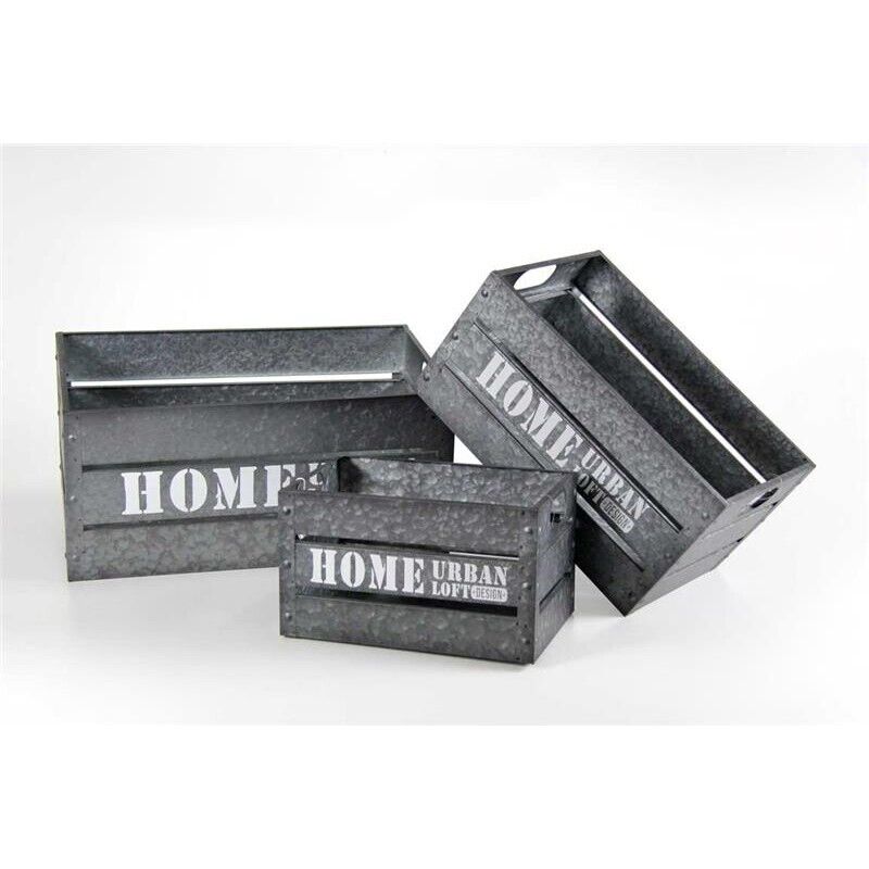 MAURY'S SET 3 CASSETTE PHOENIX METALLO. GRIGIO MARTELLATO DIFFERENTI DIMENSIONI