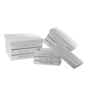 MAURY'S SET 3 CASSETTE IN LEGNO BIANCO CON COPERCHIO IN MISURE DIFFERENTI