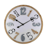 OROLOGIO DA PARETE TONDO IN LEGNO 60X5X60CM CON SIMPATICI INSERTI IN METALLO