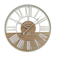 OROLOGIO PARETE BIANCO IN METALLO E LEGNO 60X2 CM CON NUMERI ROMANI
