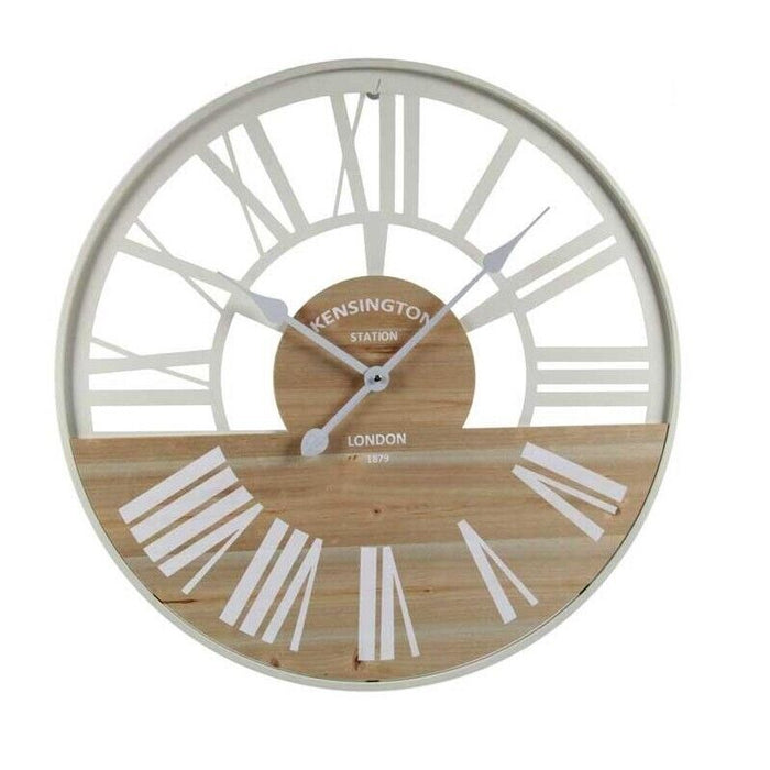 OROLOGIO PARETE BIANCO IN METALLO E LEGNO 60X2 CM CON NUMERI ROMANI