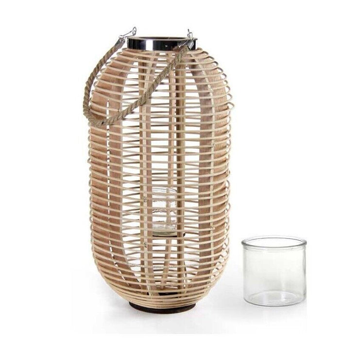 MAURY'S LANTERNA DA ARREDO IN VIMINI OVALE CON MANICO 34X63 CM NATURALE