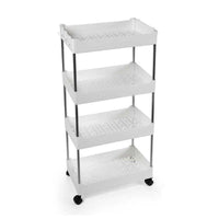 CARRELLO PORTATUTTO 4 RIPIANI 40X22X86 CM BIANCO CON GAMBE CROMO