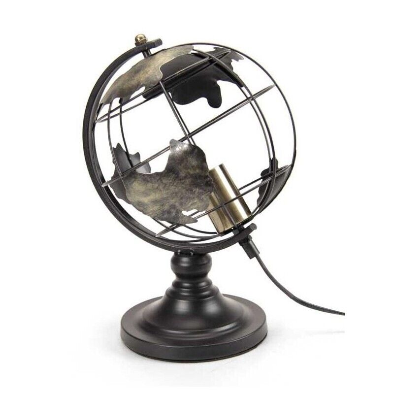 MAURY'S LAMPADA MAPPAMONDO CON STRUTTURA IN METALLO 24X24X35 CM COLORE NERO