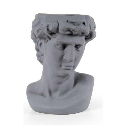 VASO PORTA PIANTE DESIGN TESTA DI UOMO BASE TONDA 21X19X29 CM GRIGIO