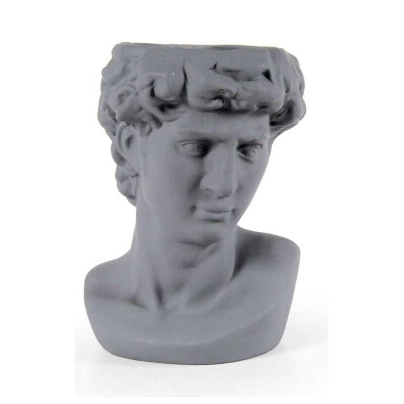 VASO PORTA PIANTE DESIGN TESTA DI UOMO BASE TONDA 21X19X29 CM GRIGIO