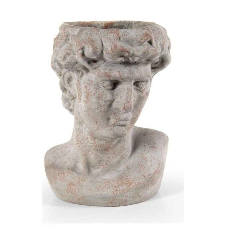 VASO PORTA PIANTE DESIGN TESTA DI UOMO BASE TONDA 19X19X29 CM GRIGIO