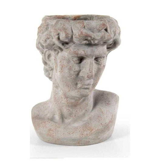VASO PORTA PIANTE DESIGN TESTA DI UOMO BASE TONDA 19X19X29 CM GRIGIO