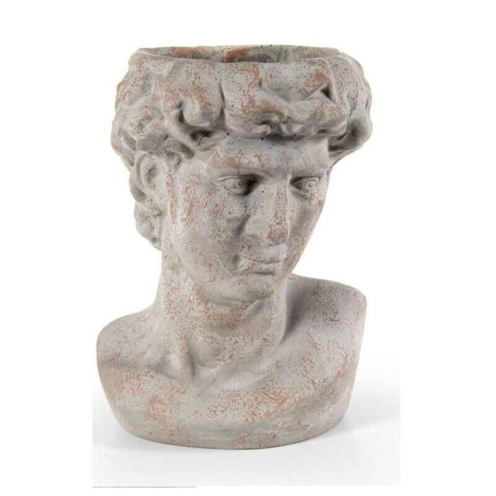 VASO PORTA PIANTE DESIGN TESTA DI UOMO BASE TONDA 19X19X29 CM GRIGIO