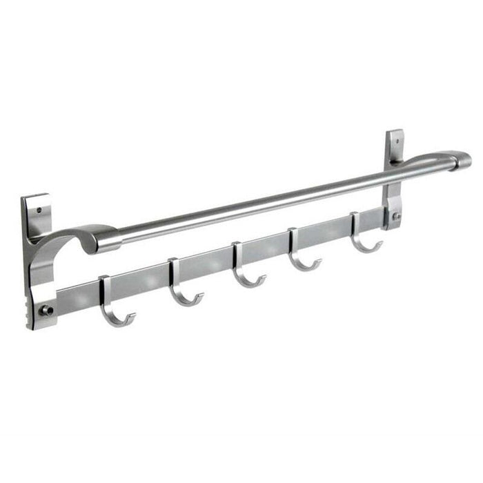 PORTA ASCIUGAMANI DA PARETE IN ALLUMINIO CON GANCI 60X9X11 CM CROMO