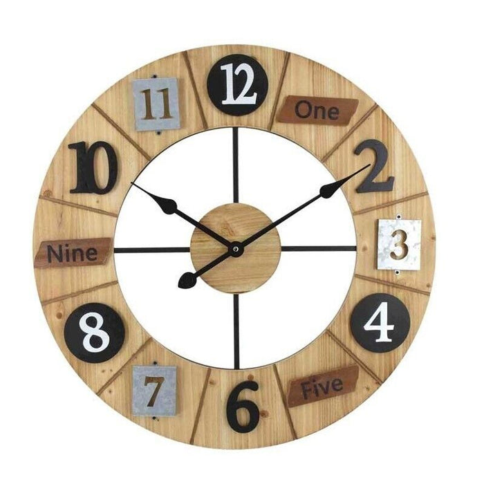 MAURY'S OROLOGIO DA PARETE IN LEGNO CON NUMERI SIMPATICI 60X5,5X60CM COLOR LEGNO