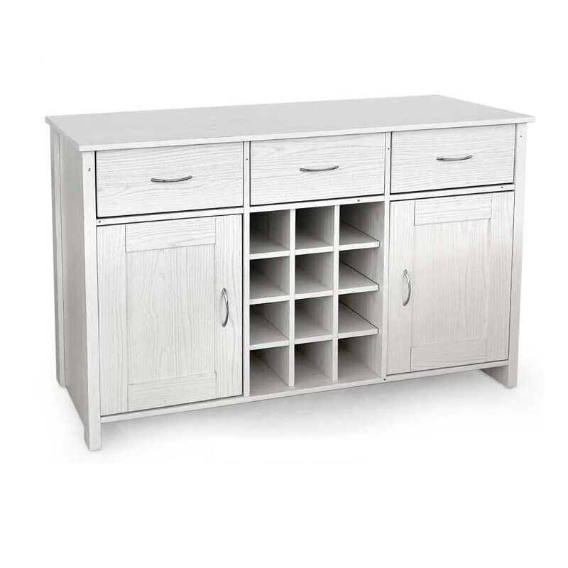 MOBILE IN LEGNO CON 3 CASSETTI E 2 SPORTELLI 124X40X80 CM COLORE BIANCO LEGNO