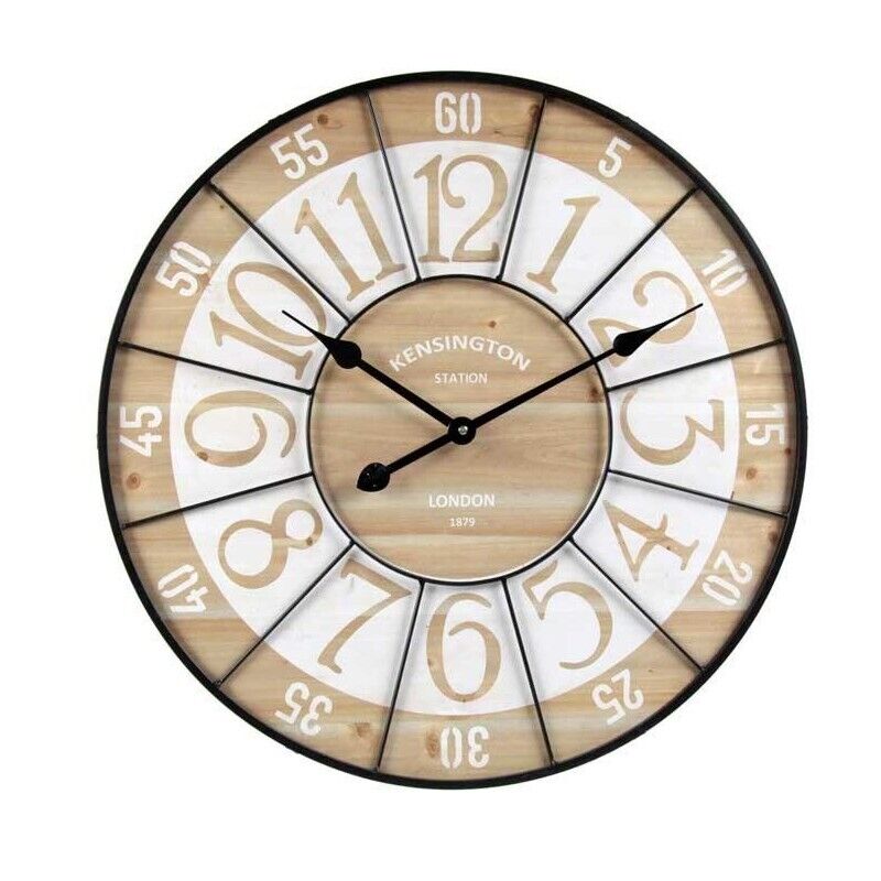 OROLOGIO DA PARETE IN METALLO CON INSERTI IN LEGNO 60X2 CM COLOR LEGNO