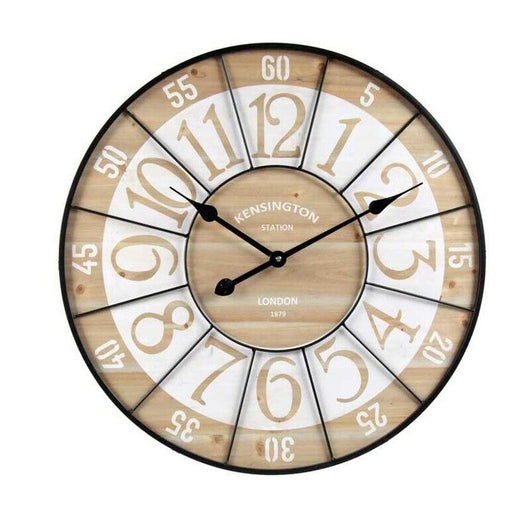 OROLOGIO DA PARETE IN METALLO CON INSERTI IN LEGNO 60X2 CM COLOR LEGNO