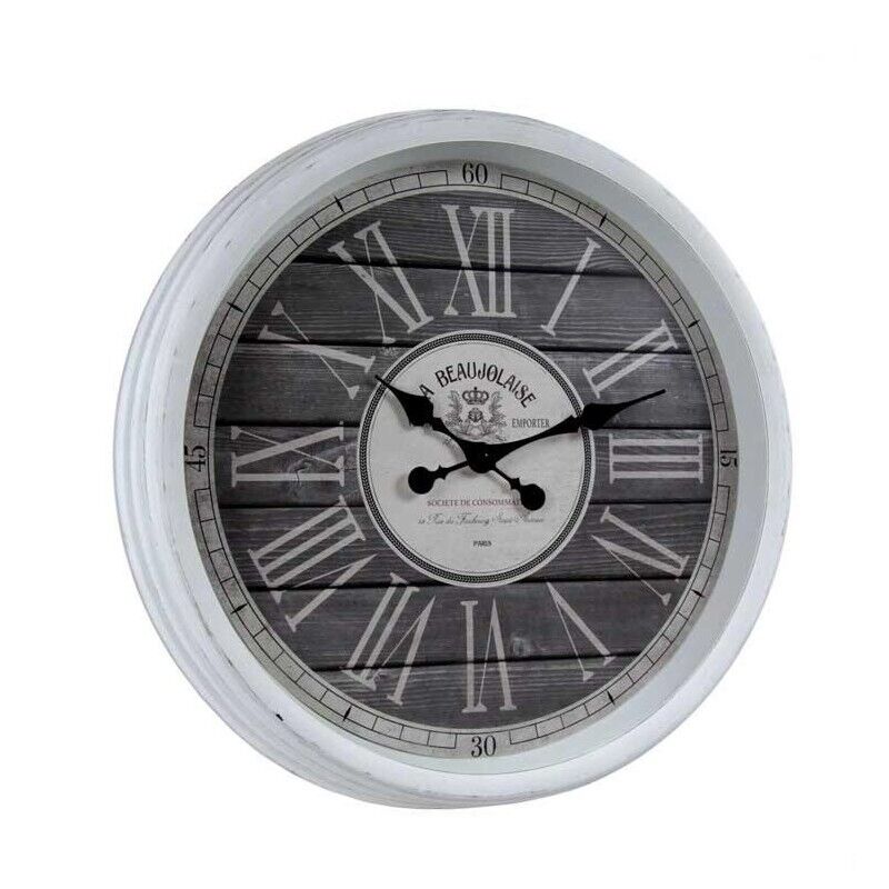 OROLOGIO DA PARETE STILE SHABBY CON NUMERI ROMANI 61X8 CM BIANCO E NERO