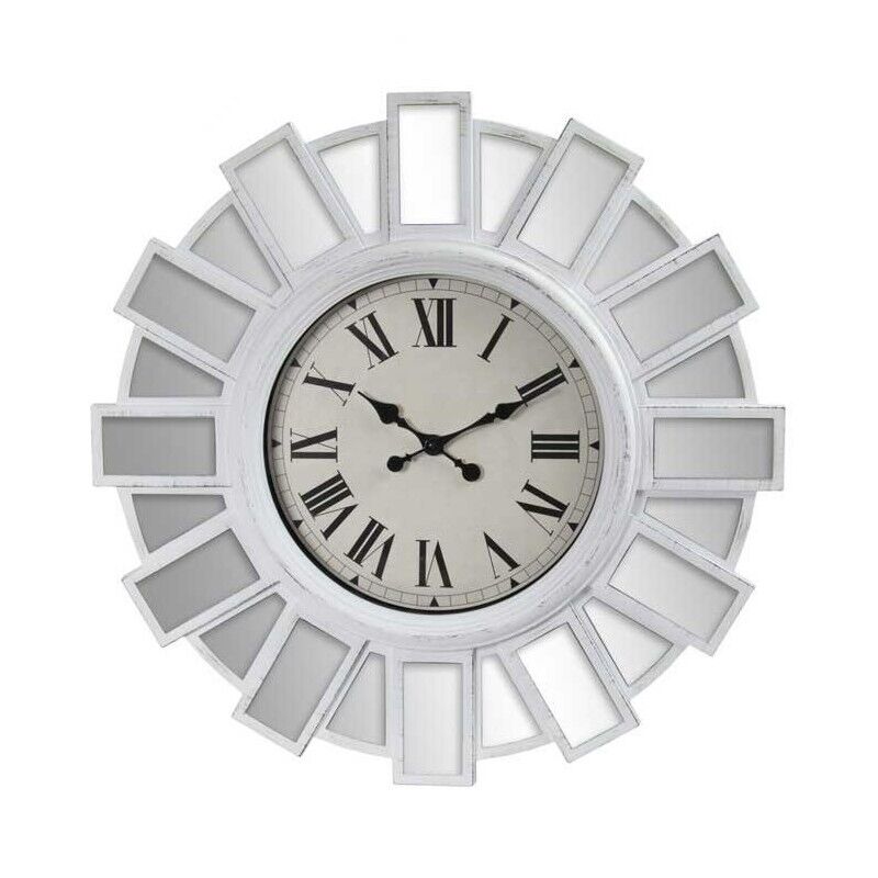 OROLOGIO MAXI DA PARETE STILE MODERNO CON SPECCHI E VETRO 76X6 CM BIANCO