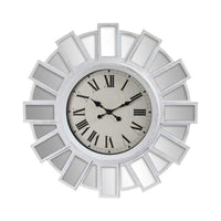 OROLOGIO MAXI DA PARETE STILE MODERNO CON SPECCHI E VETRO 76X6 CM BIANCO
