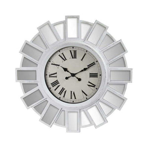 OROLOGIO MAXI DA PARETE STILE MODERNO CON SPECCHI E VETRO 76X6 CM BIANCO