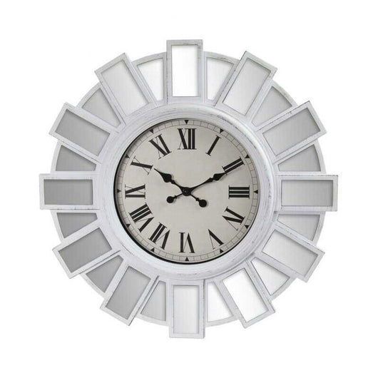 OROLOGIO MAXI DA PARETE STILE MODERNO CON SPECCHI E VETRO 76X6 CM BIANCO