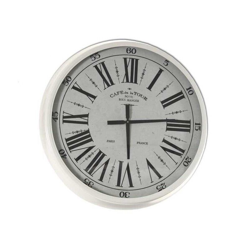 OROLOGIO MAXI DA PARETE IN METALLO E VETRO CON NUMERI ROMANI 76X12 CM BIANCO