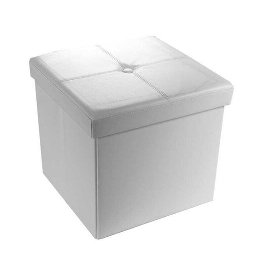 POUF CONTENITORE IMBOTTITO QUADRATO 40X40 CM COLORE BIANCO