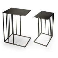 SET 2 TAVOLINI QUADRATI MODERNI IN METALLO H55/H48 CM COLORE NERO